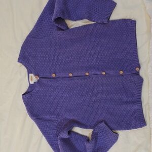 Vintage Talbots 100% Cotton Crew Neck Cardigan Button Front